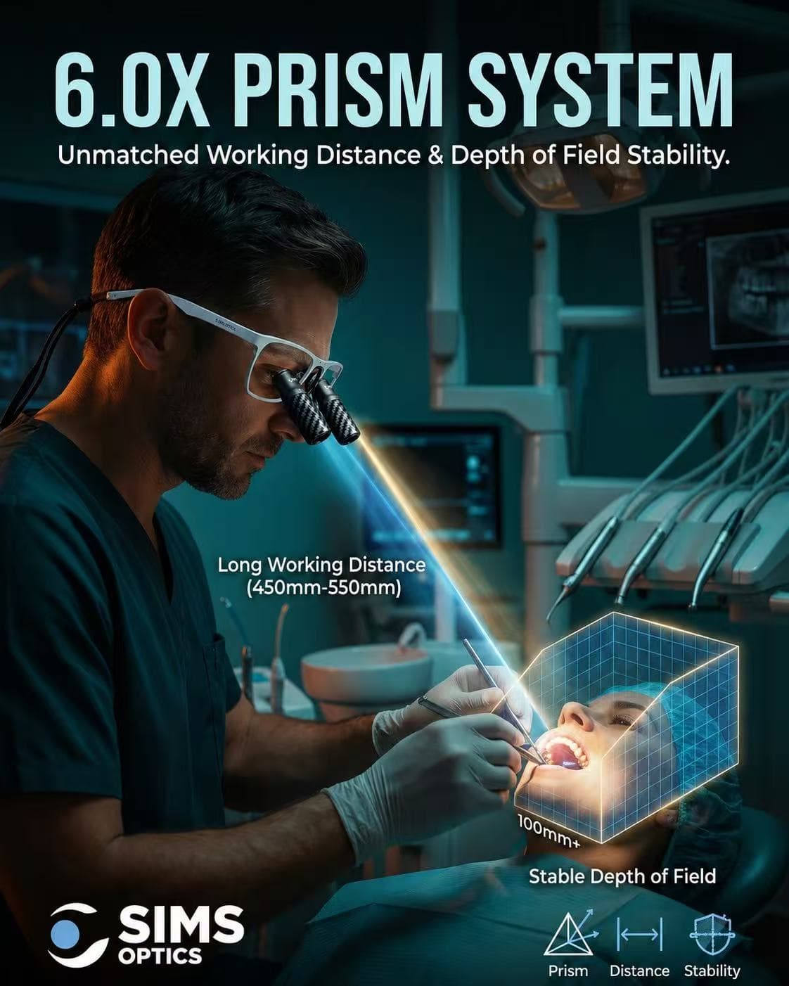Clinician using loupes